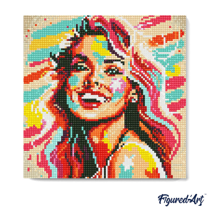 Mini Diamond Painting 25 x 25 cm ohne Keilrahmen Schöne Blondine Pop Art - Kidis Art