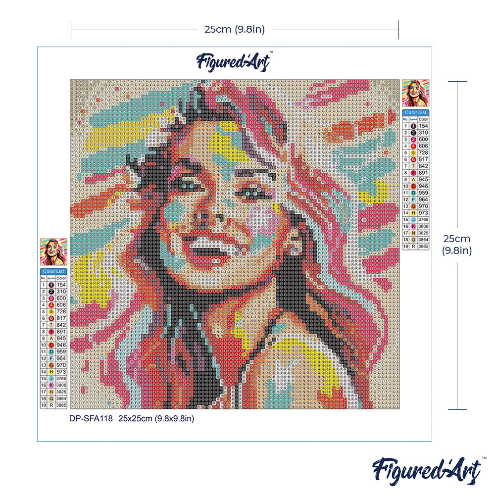 Mini Diamond Painting 25 x 25 cm ohne Keilrahmen Schöne Blondine Pop Art - Kidis Art