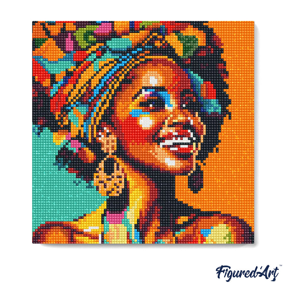 Mini Diamond Painting 25 x 25 cm ohne Keilrahmen Afrikanische Königin Pop Art - Kidis Art