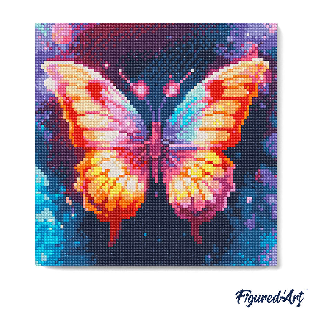Mini Diamond Painting 25 x 25 cm ohne Keilrahmen Funkelnder Schmetterling - Kidis Art