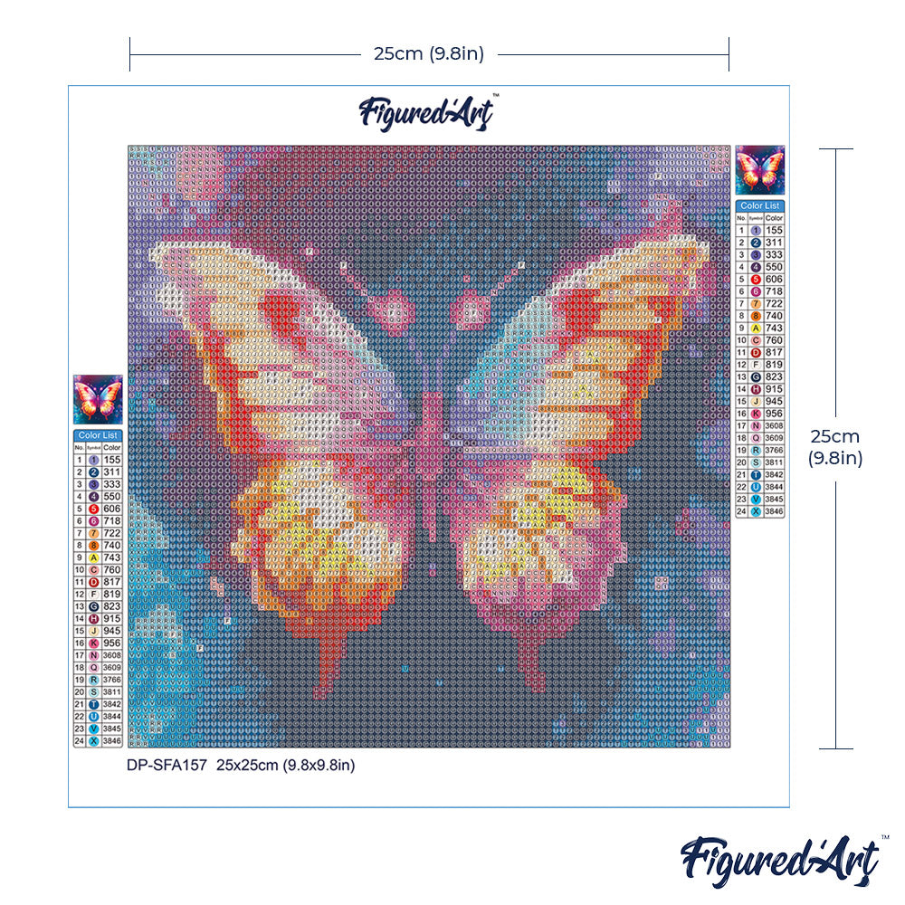 Mini Diamond Painting 25 x 25 cm ohne Keilrahmen Funkelnder Schmetterling - Kidis Art