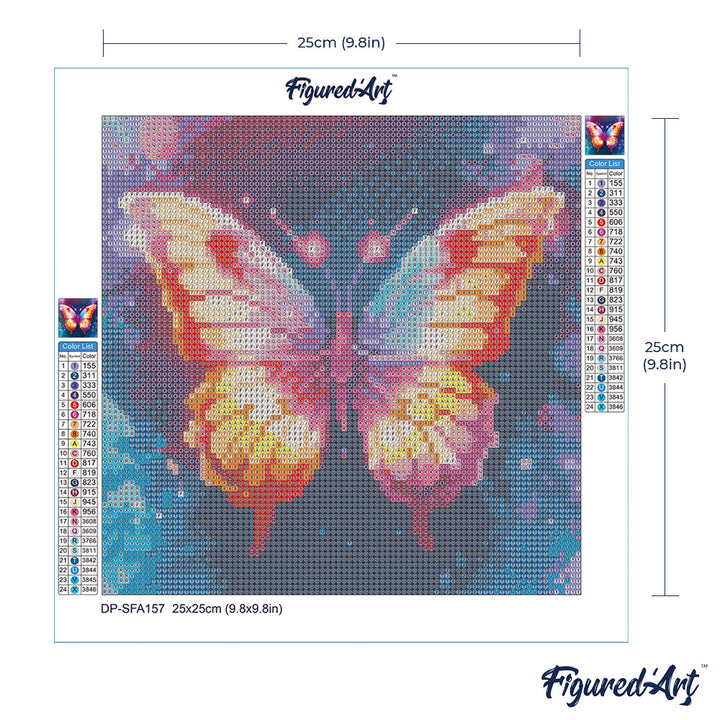 Mini Diamond Painting 25 x 25 cm ohne Keilrahmen Funkelnder Schmetterling - Kidis Art