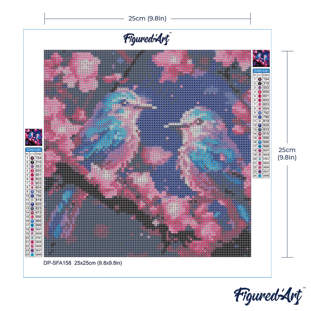 Mini Diamond Painting 25 x 25 cm ohne Keilrahmen Schimmernde Blaumeisen - Kidis Art