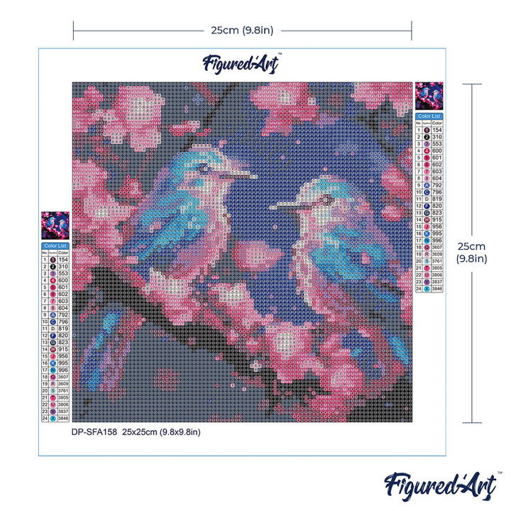 Mini Diamond Painting 25 x 25 cm ohne Keilrahmen Schimmernde Blaumeisen - Kidis Art