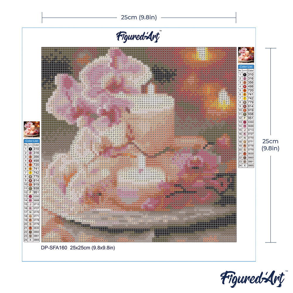 Mini Diamond Painting 25 x 25 cm ohne Keilrahmen Orchideen und Kerzen - Kidis Art