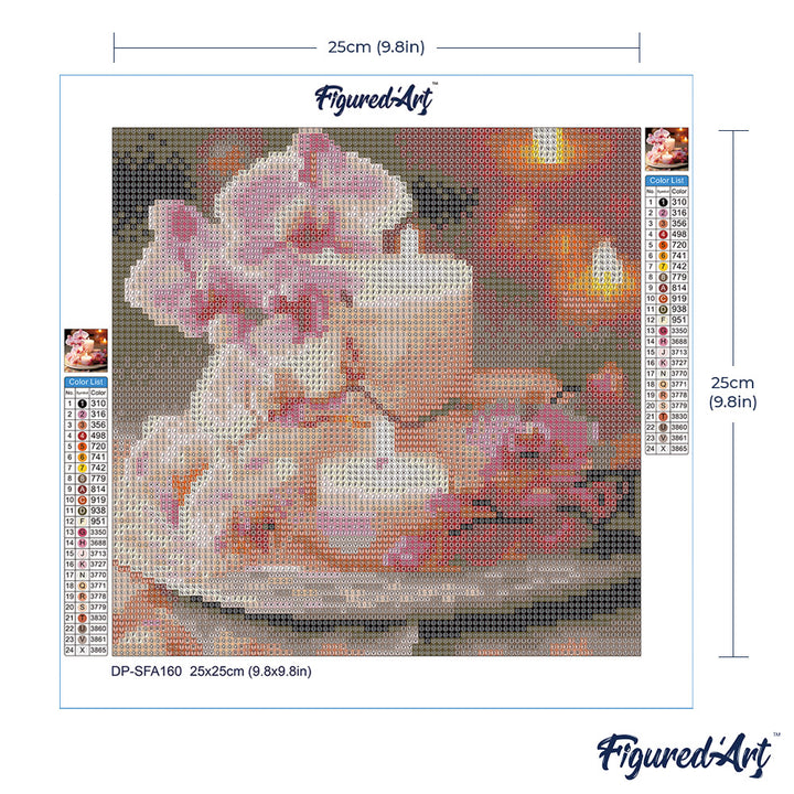 Mini Diamond Painting 25 x 25 cm ohne Keilrahmen Orchideen und Kerzen - Kidis Art