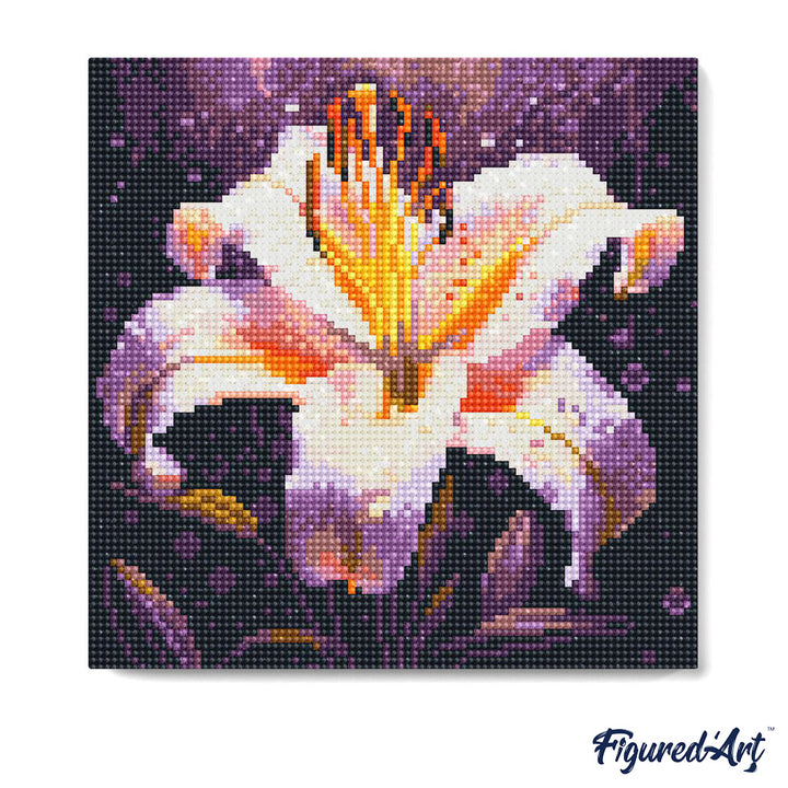 Mini Diamond Painting 25 x 25 cm ohne Keilrahmen Lilienblüte - Kidis Art