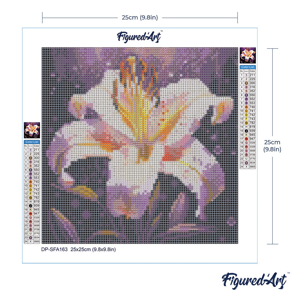 Mini Diamond Painting 25 x 25 cm ohne Keilrahmen Lilienblüte - Kidis Art