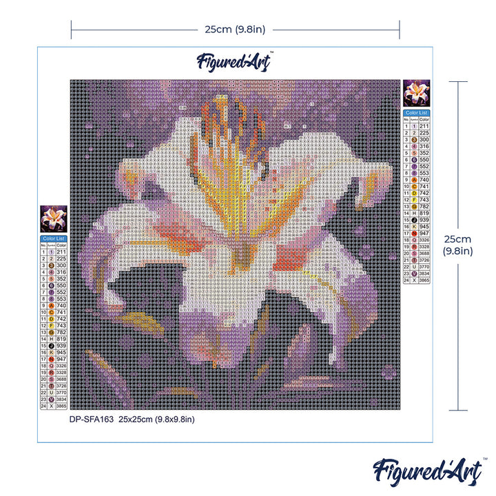 Mini Diamond Painting 25 x 25 cm ohne Keilrahmen Lilienblüte - Kidis Art