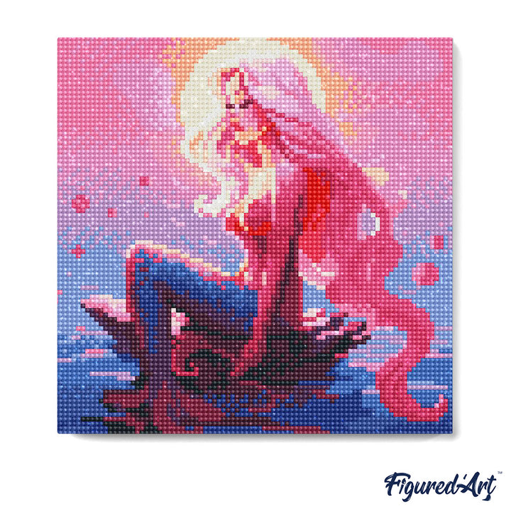 Mini Diamond Painting 25 x 25 cm ohne Keilrahmen Rosa Meerjungfrau - Kidis Art
