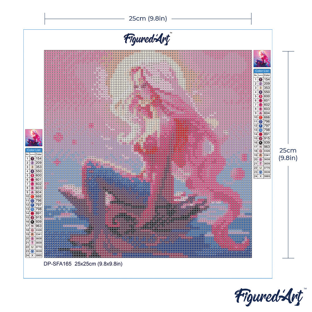 Mini Diamond Painting 25 x 25 cm ohne Keilrahmen Rosa Meerjungfrau - Kidis Art