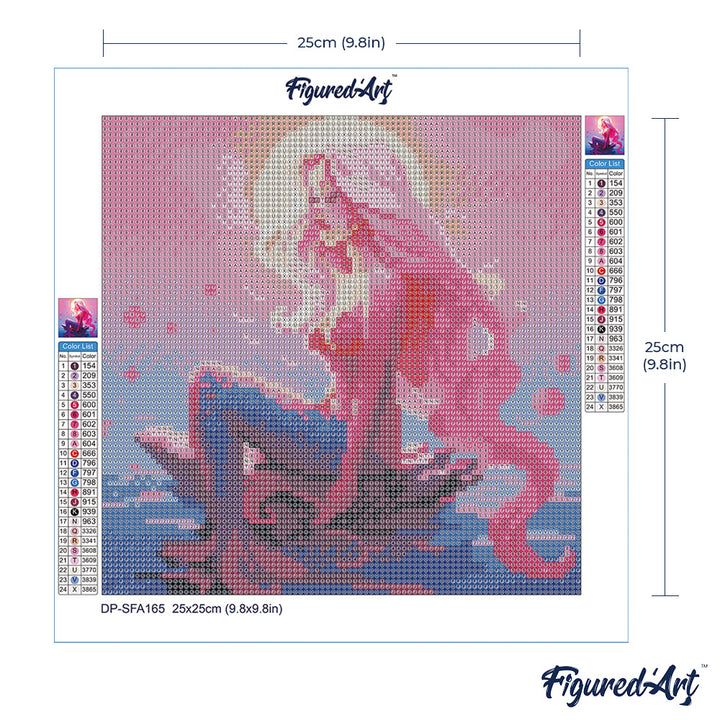 Mini Diamond Painting 25 x 25 cm ohne Keilrahmen Rosa Meerjungfrau - Kidis Art