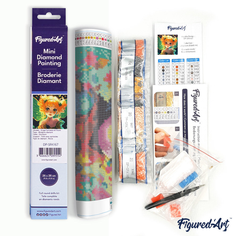 Mini Diamond Painting 25 x 25 cm ohne Keilrahmen Hübsche Kleine Fee - Kidis Art