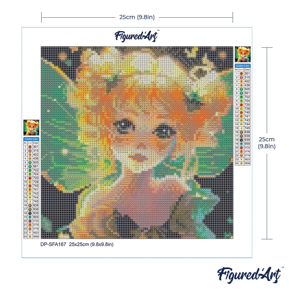 Mini Diamond Painting 25 x 25 cm ohne Keilrahmen Hübsche Kleine Fee - Kidis Art