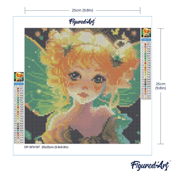 Mini Diamond Painting 25 x 25 cm ohne Keilrahmen Hübsche Kleine Fee - Kidis Art