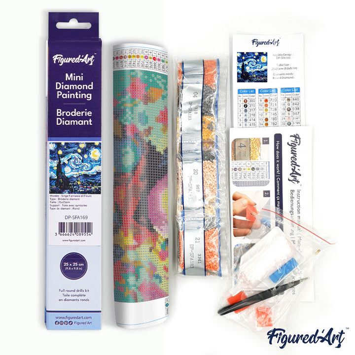 Mini Diamond Painting 25 x 25 cm ohne Keilrahmen Lebendige Sternennacht - Kidis Art