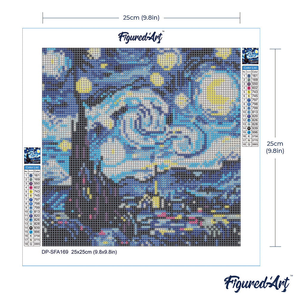 Mini Diamond Painting 25 x 25 cm ohne Keilrahmen Lebendige Sternennacht - Kidis Art