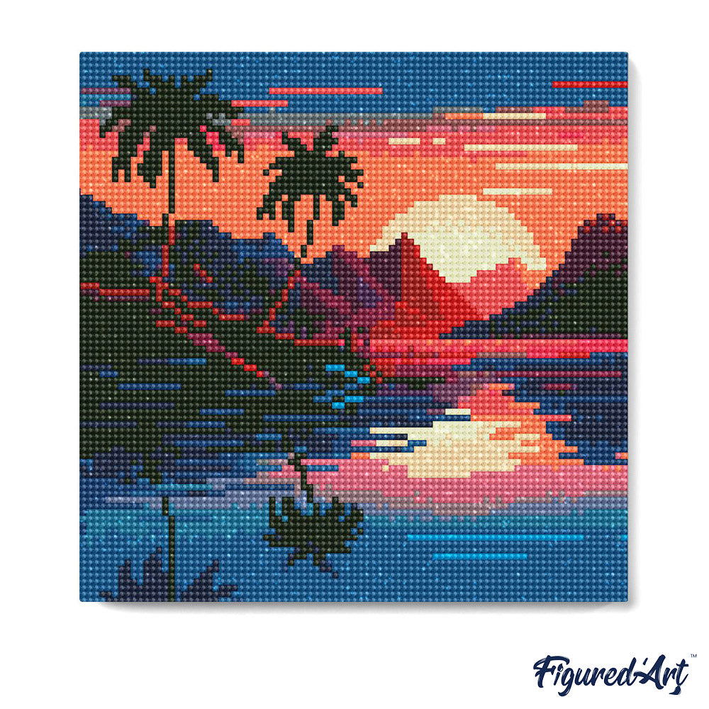 Mini Diamond Painting 25 x 25 cm ohne Keilrahmen Das Meer und der Sonnenuntergang - Kidis Art