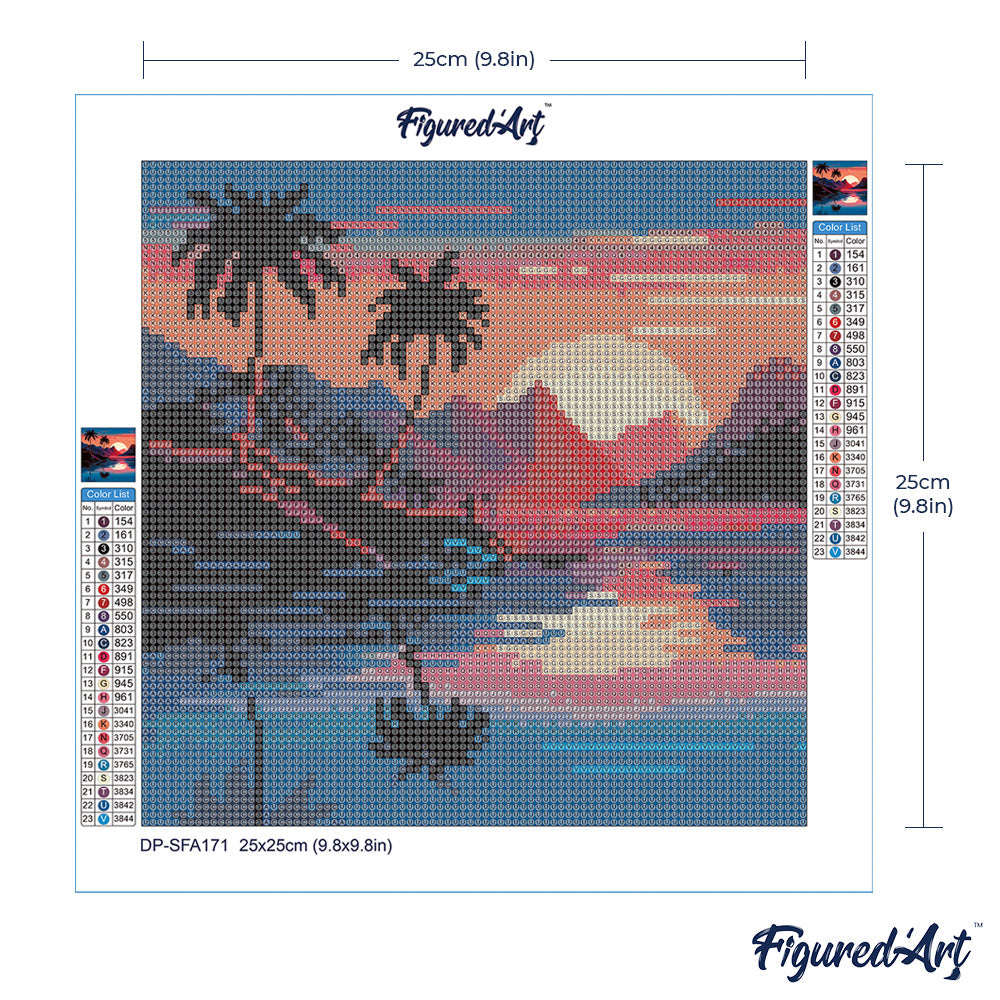 Mini Diamond Painting 25 x 25 cm ohne Keilrahmen Das Meer und der Sonnenuntergang - Kidis Art