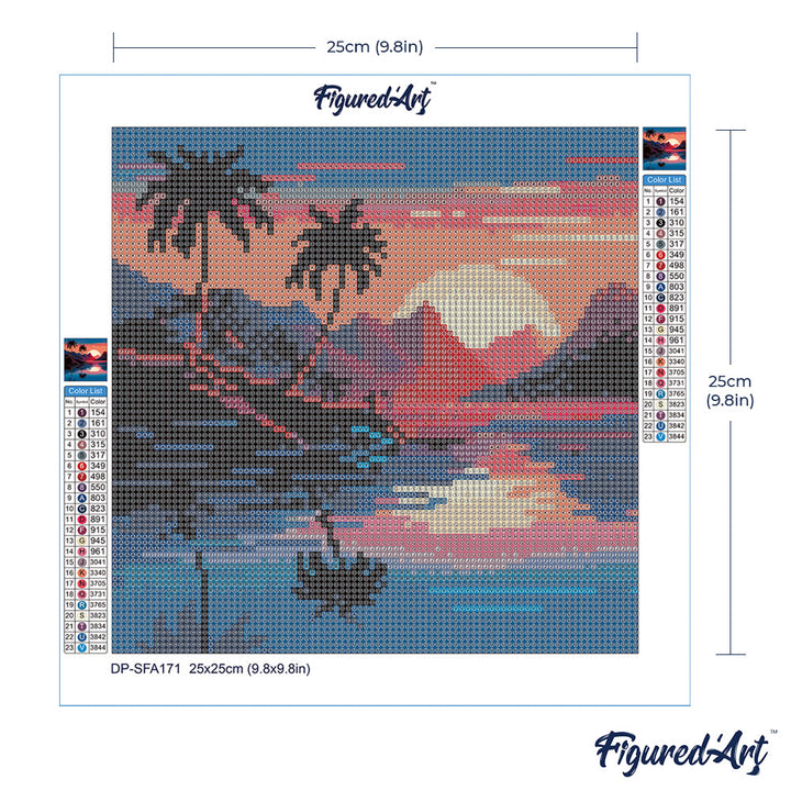 Mini Diamond Painting 25 x 25 cm ohne Keilrahmen Das Meer und der Sonnenuntergang - Kidis Art