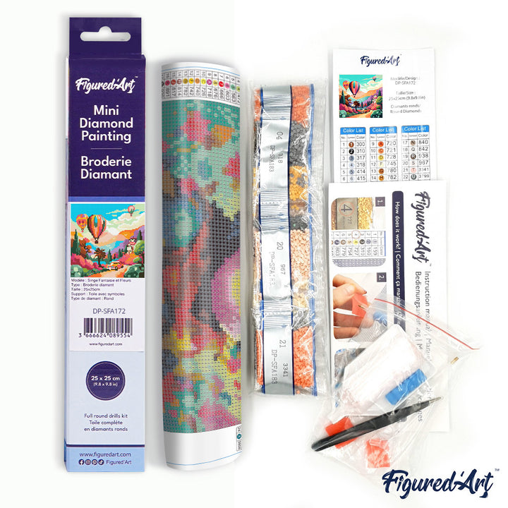 Mini Diamond Painting 25 x 25 cm ohne Keilrahmen Ballons über dem Tal - Kidis Art