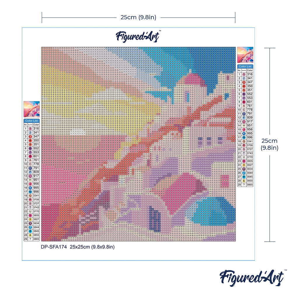 Mini Diamond Painting 25 x 25 cm ohne Keilrahmen Santorini Sonnenuntergang - Kidis Art