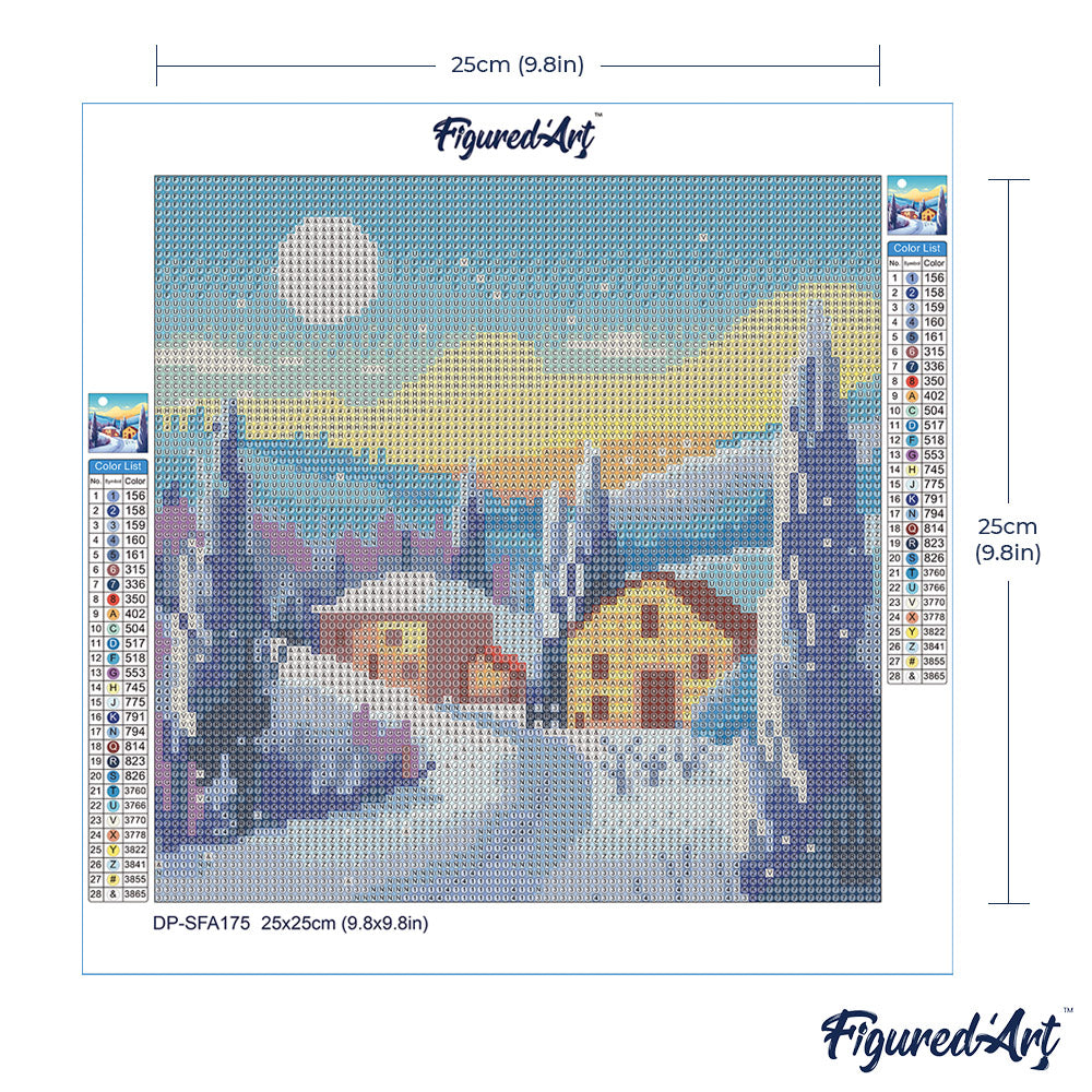 Mini Diamond Painting 25 x 25 cm ohne Keilrahmen Toskanische Winternacht - Kidis Art