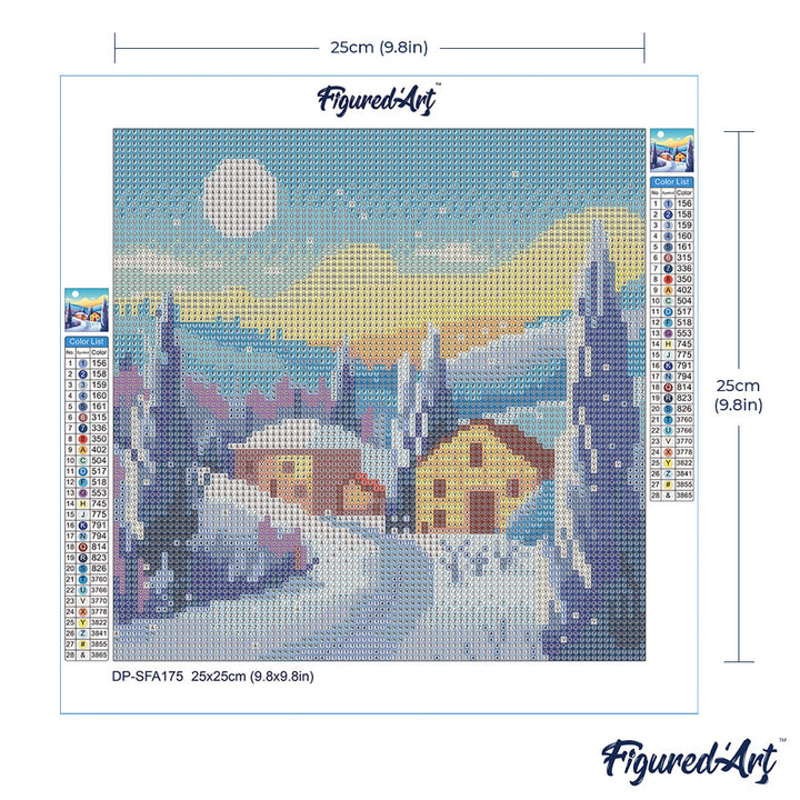 Mini Diamond Painting 25 x 25 cm ohne Keilrahmen Toskanische Winternacht - Kidis Art