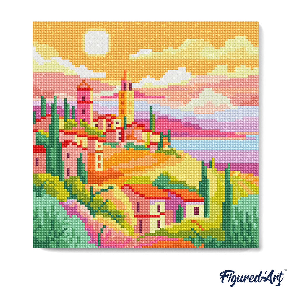 Mini Diamond Painting 25 x 25 cm ohne Keilrahmen Toskanischer Frühling - Kidis Art