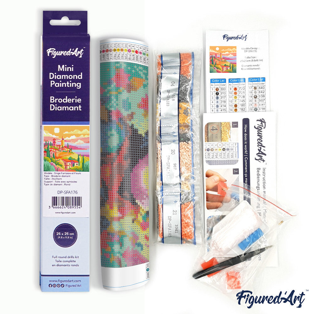 Mini Diamond Painting 25 x 25 cm ohne Keilrahmen Toskanischer Frühling - Kidis Art