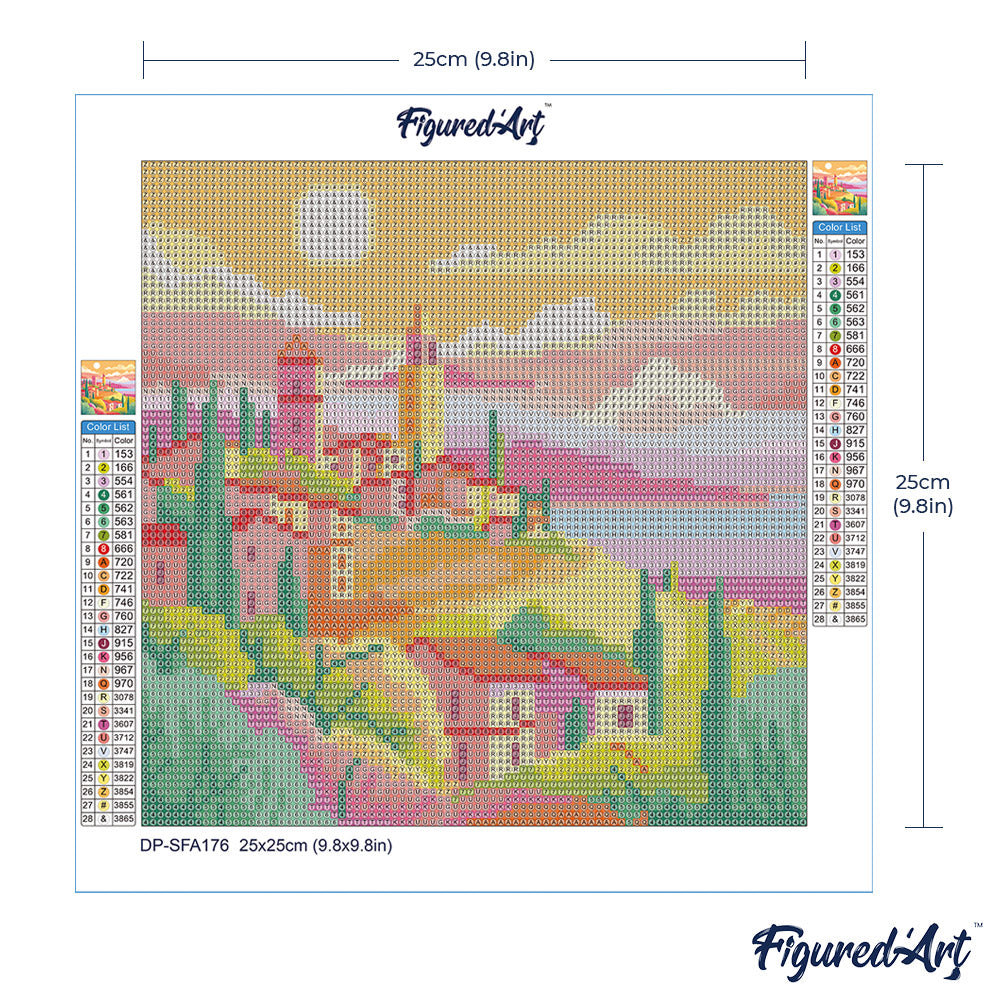 Mini Diamond Painting 25 x 25 cm ohne Keilrahmen Toskanischer Frühling - Kidis Art