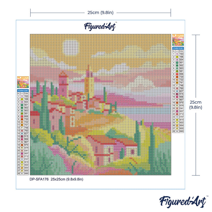 Mini Diamond Painting 25 x 25 cm ohne Keilrahmen Toskanischer Frühling - Kidis Art