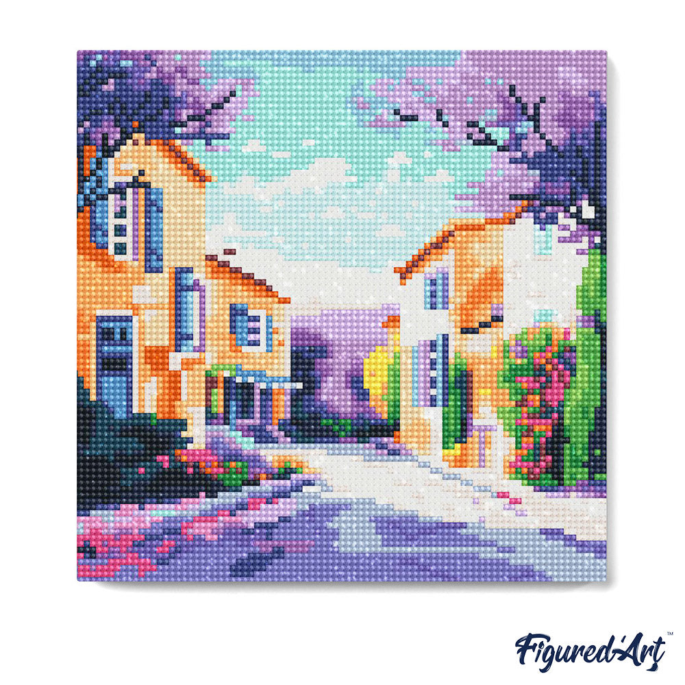 Mini Diamond Painting 25 x 25 cm ohne Keilrahmen Frühling in der Provence - Kidis Art