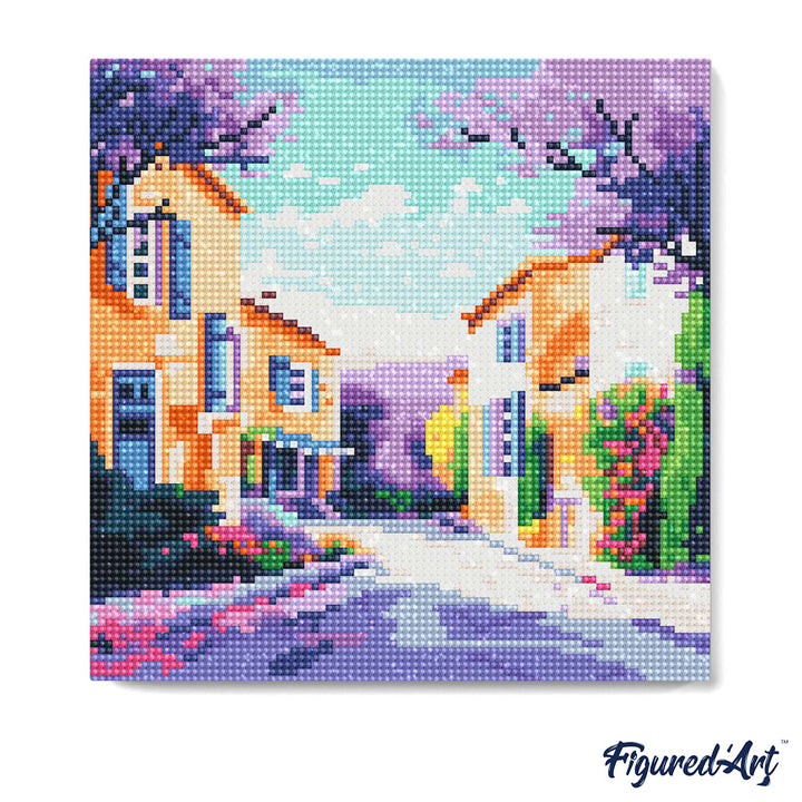 Mini Diamond Painting 25 x 25 cm ohne Keilrahmen Frühling in der Provence - Kidis Art