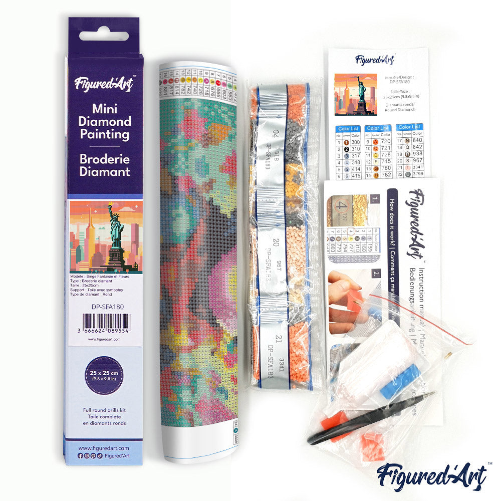 Mini Diamond Painting 25 x 25 cm ohne Keilrahmen Helle New Yorker Skyline - Kidis Art