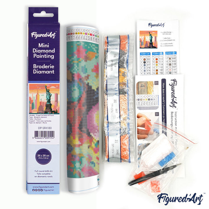 Mini Diamond Painting 25 x 25 cm ohne Keilrahmen Helle New Yorker Skyline - Kidis Art