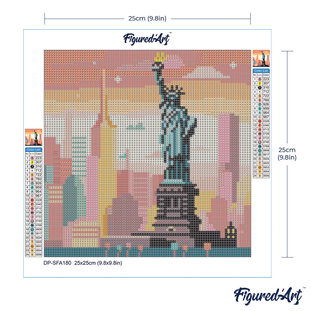 Mini Diamond Painting 25 x 25 cm ohne Keilrahmen Helle New Yorker Skyline - Kidis Art