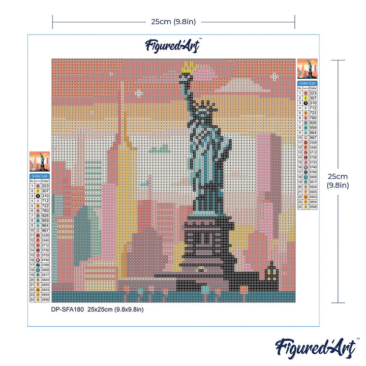 Mini Diamond Painting 25 x 25 cm ohne Keilrahmen Helle New Yorker Skyline - Kidis Art