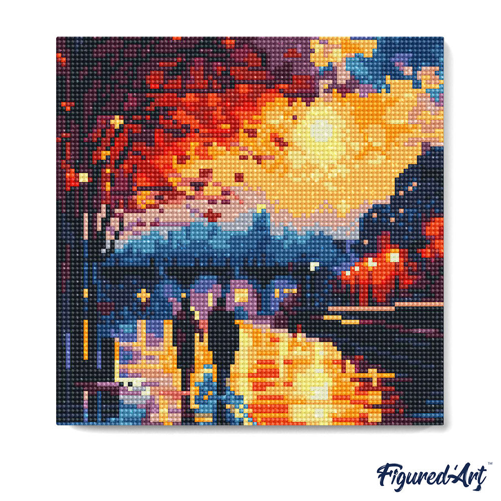 Mini Diamond Painting 25 x 25 cm ohne Keilrahmen Romantische Nacht - Kidis Art