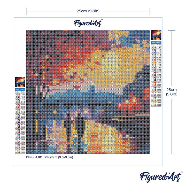 Mini Diamond Painting 25 x 25 cm ohne Keilrahmen Romantische Nacht - Kidis Art