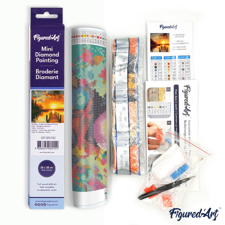 Mini Diamond Painting 25 x 25 cm ohne Keilrahmen Goldener Seesonnenuntergang - Kidis Art