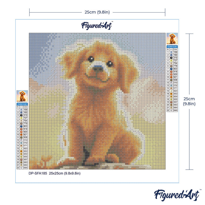 Mini Diamond Painting 25 x 25 cm ohne Keilrahmen Süsser Golden Retriever Welpe - Kidis Art
