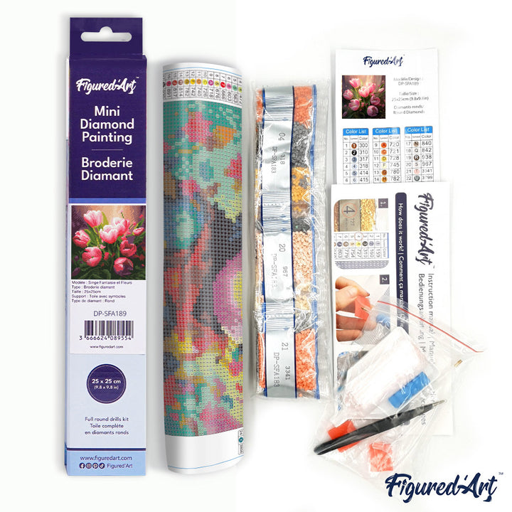 Mini Diamond Painting 25 x 25 cm ohne Keilrahmen Hübsche Rosa Tulpen - Kidis Art