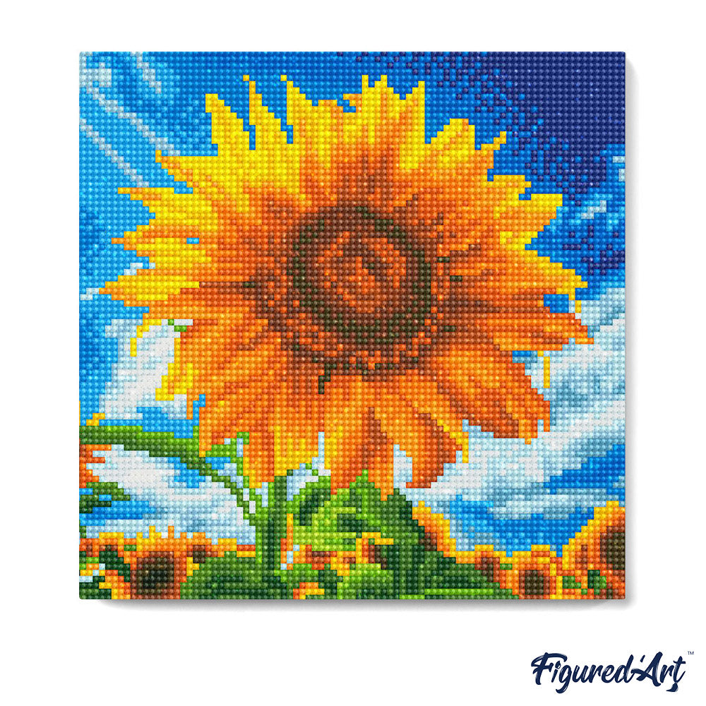 Mini Diamond Painting 25 x 25 cm ohne Keilrahmen Sonnegeküsste Sonnenblume - Kidis Art