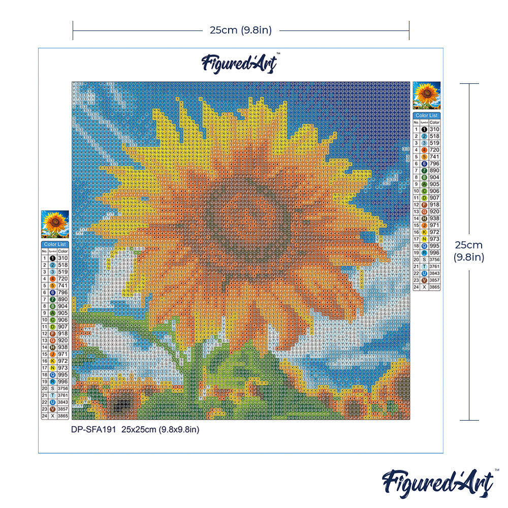 Mini Diamond Painting 25 x 25 cm ohne Keilrahmen Sonnegeküsste Sonnenblume - Kidis Art