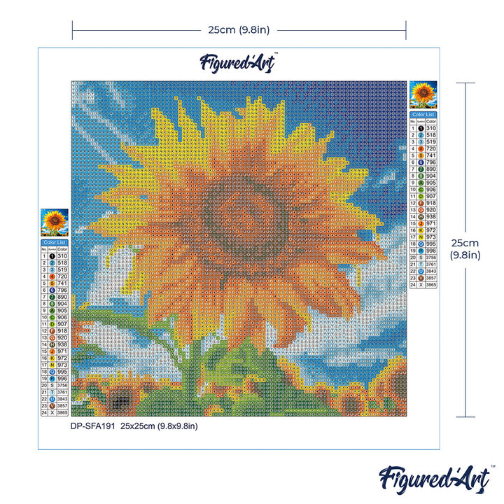 Mini Diamond Painting 25 x 25 cm ohne Keilrahmen Sonnegeküsste Sonnenblume - Kidis Art