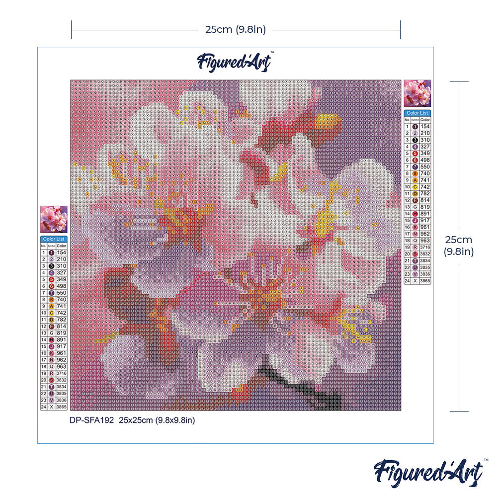 Mini Diamond Painting 25 x 25 cm ohne Keilrahmen Kirschblütenblüte - Kidis Art