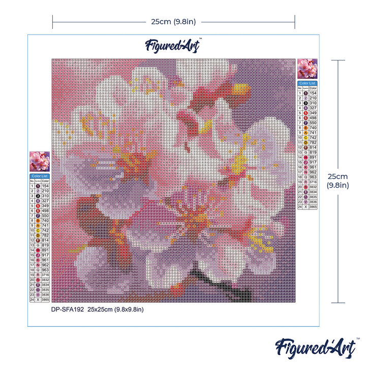 Mini Diamond Painting 25 x 25 cm ohne Keilrahmen Kirschblütenblüte - Kidis Art