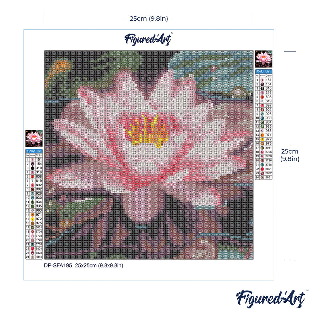 Mini Diamond Painting 25 x 25 cm ohne Keilrahmen Rosa Seerose - Kidis Art