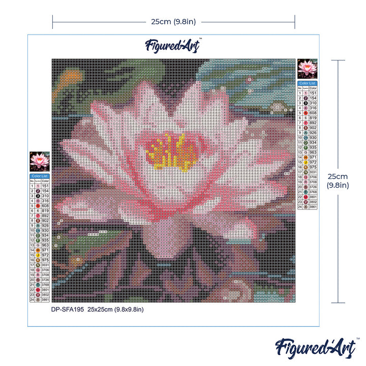 Mini Diamond Painting 25 x 25 cm ohne Keilrahmen Rosa Seerose - Kidis Art
